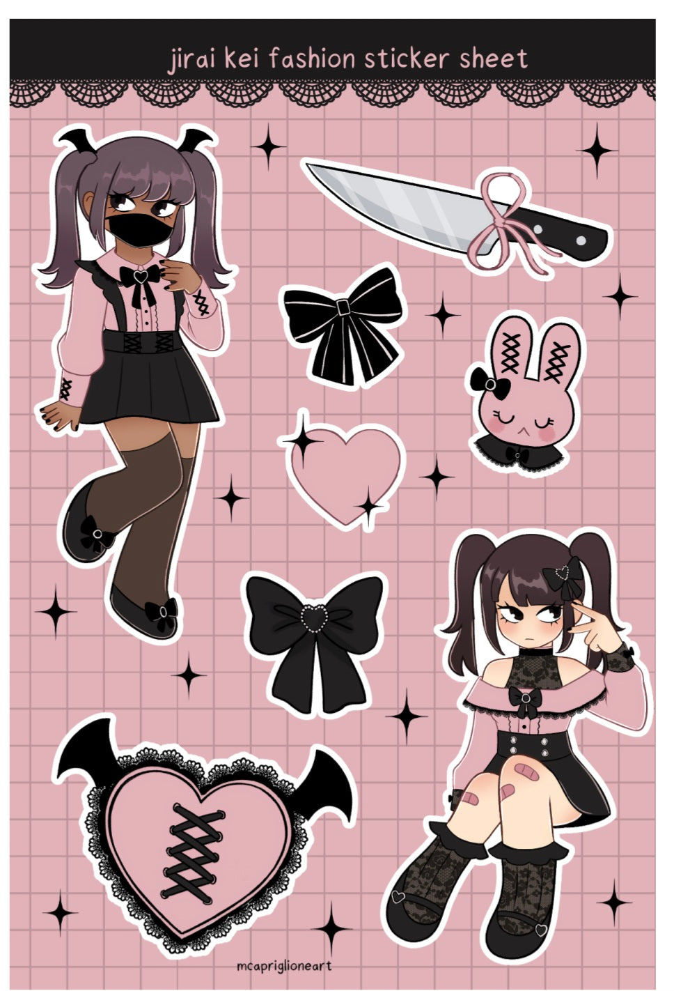 Jirai Kei Fashion Sticker Sheet