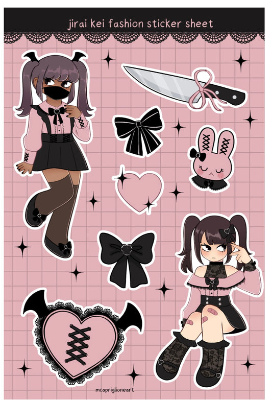 Jirai Kei Fashion Sticker Sheet