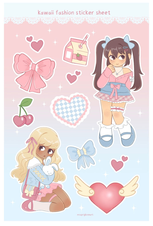 Kawaii Fashion Sticker Sheet