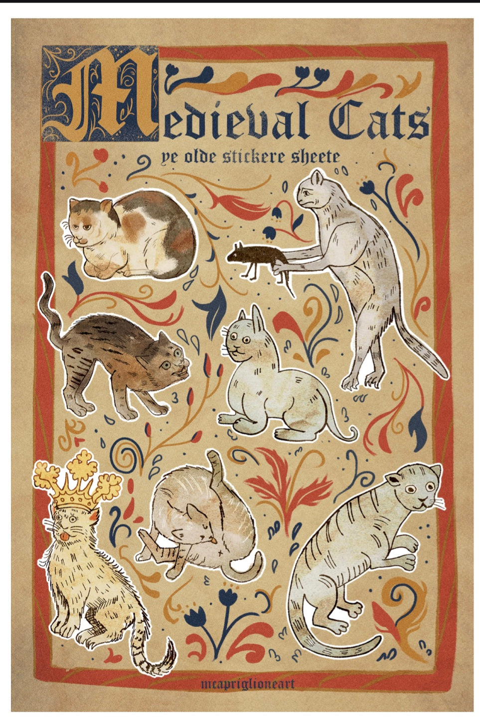 Medieval Cats Sticker Sheet