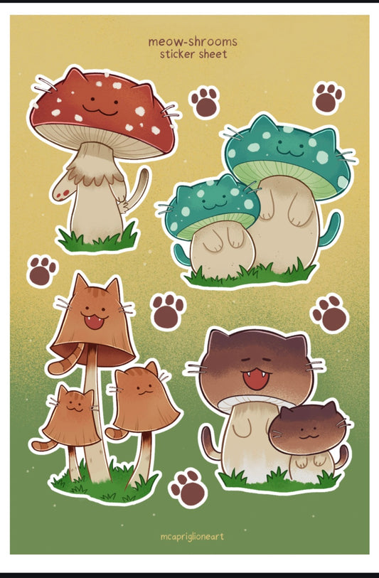 Meowshrooms Sticker Sheet