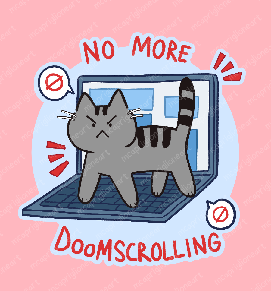 No More Doomscrolling Cat Sticker