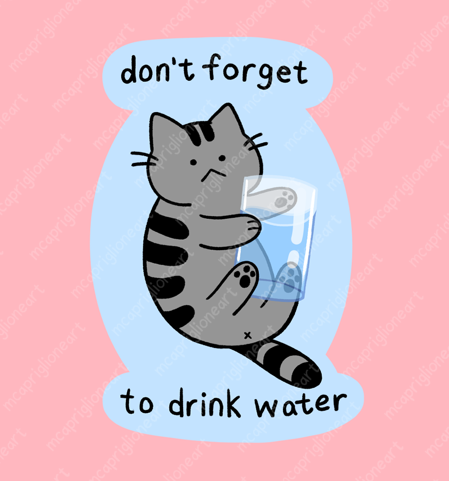 Drink Water Cat Sticker