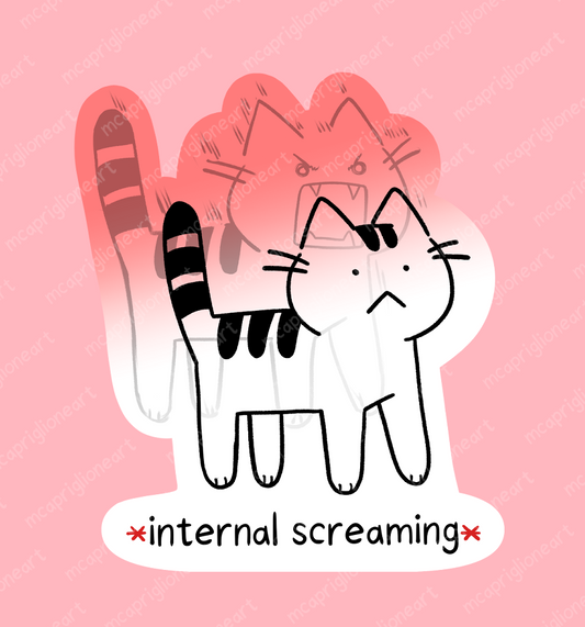 Internal Screaming Cat Sticker