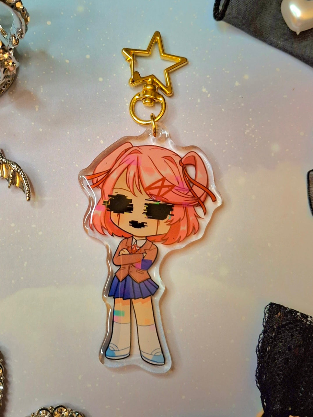 Doki Doki Literature Club Double Sided Epoxy Charms (Blood and Horror Warning)