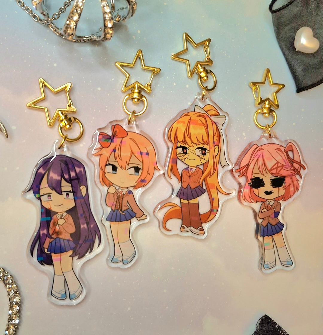 Doki Doki Literature Club Double Sided Epoxy Charms (Blood and Horror Warning)