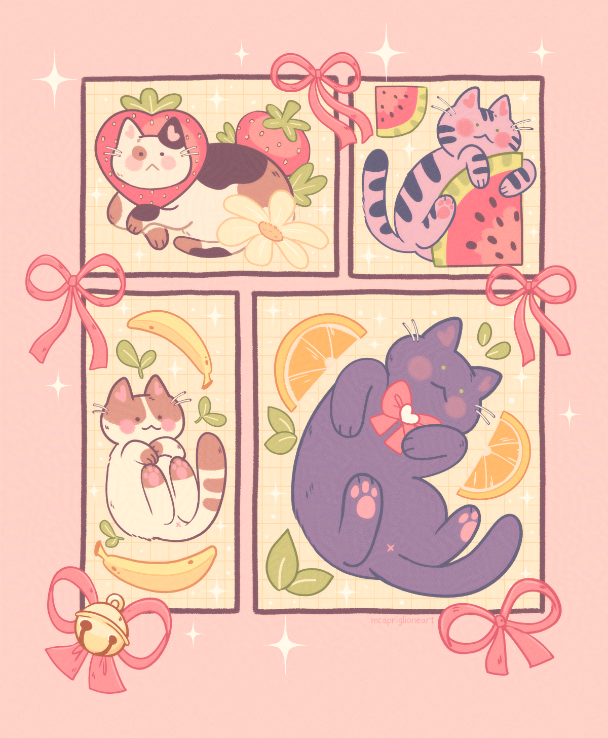 Fruit Cats Art Print (8.5x11)