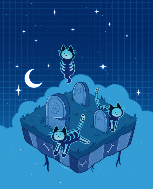 Night of the Living Meows Art Print (8.5x11)