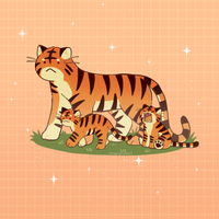 Little Roar Family Art Print (8x8)