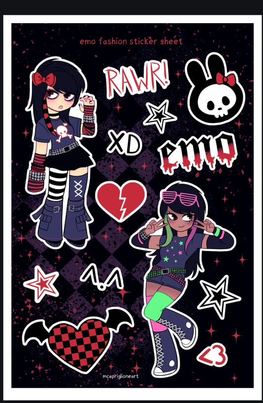 Emo Fashion Sticker Sheet
