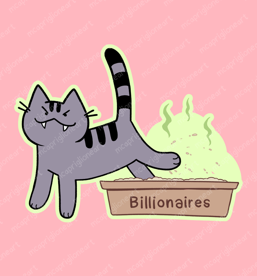 Litter Box Anti-Billionaire Cat Sticker