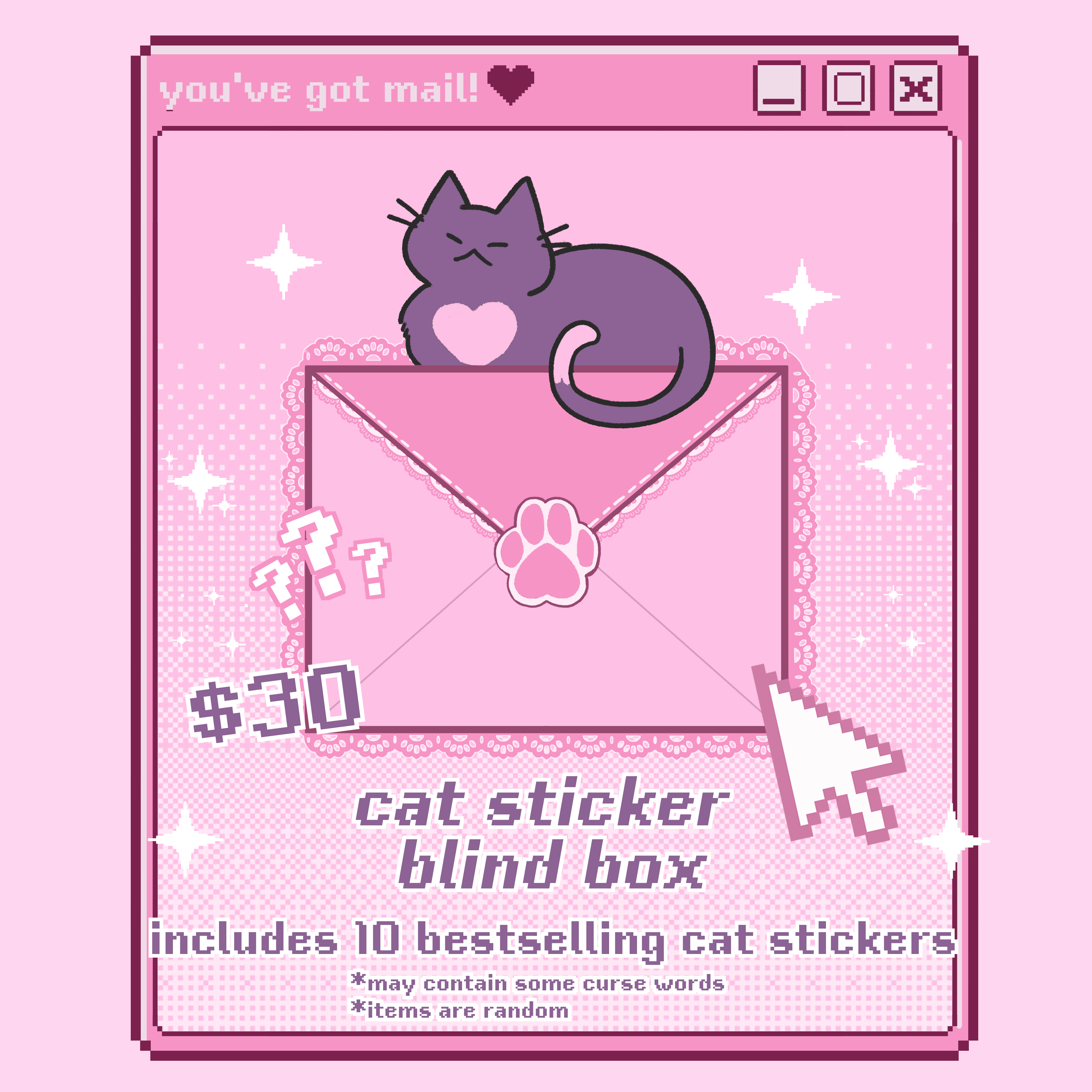 Cat Sticker Blind Box (10 Mystery Stickers)