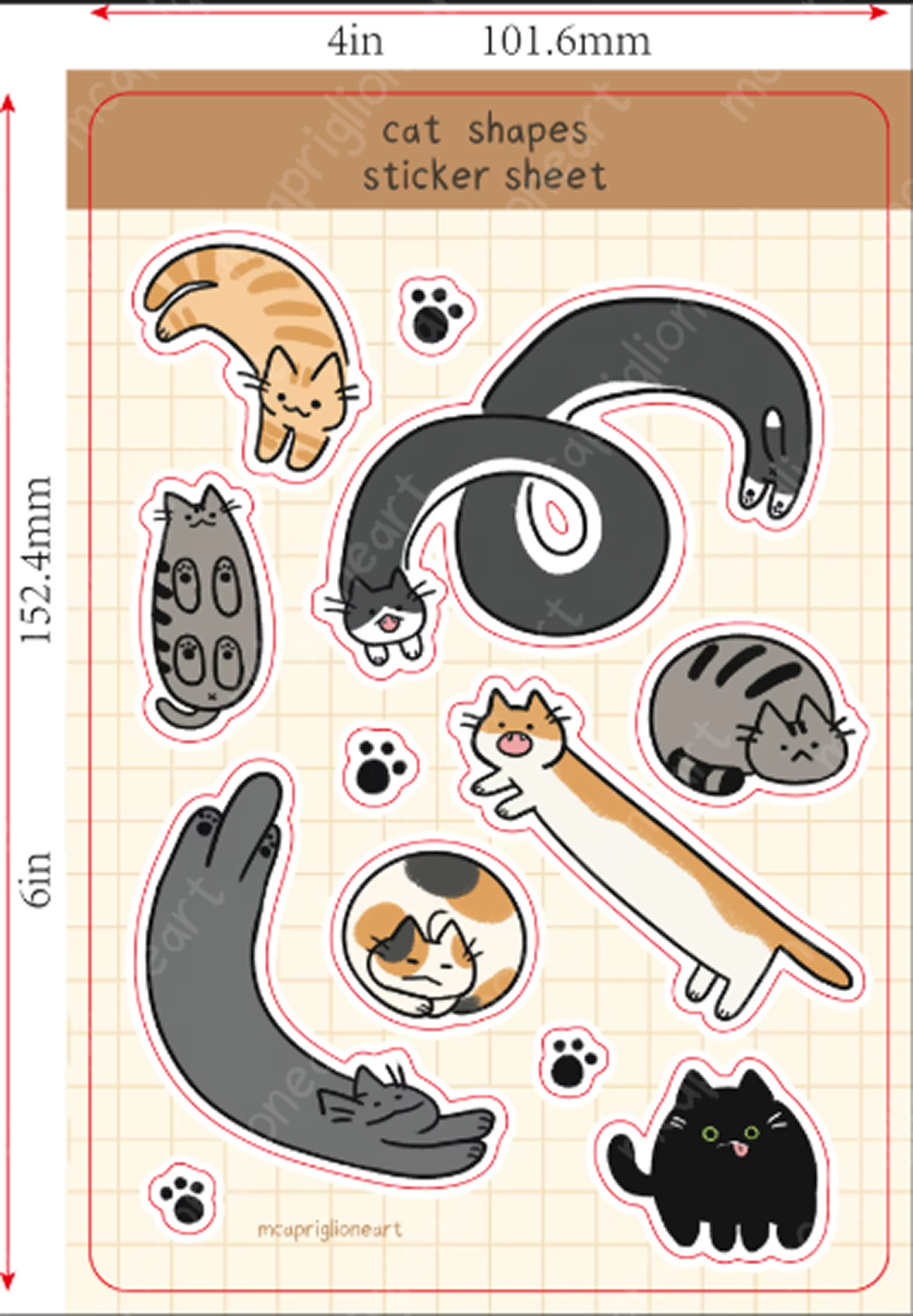 Cat Shapes Sticker Sheet