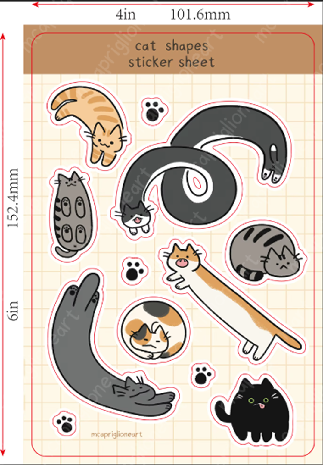 (PRE-ORDER) Cat Shapes Sticker Sheet