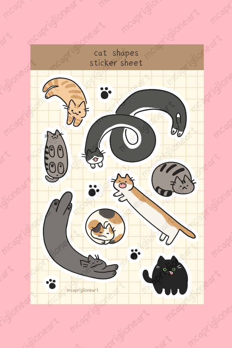 (PRE-ORDER) Cat Shapes Sticker Sheet