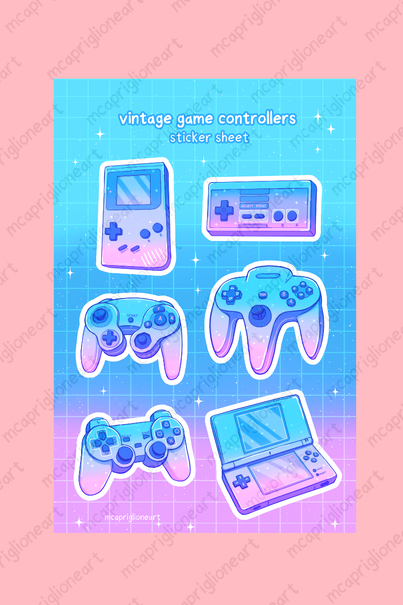 (PRE-ORDER) Vintage Game Controllers Sticker Sheet