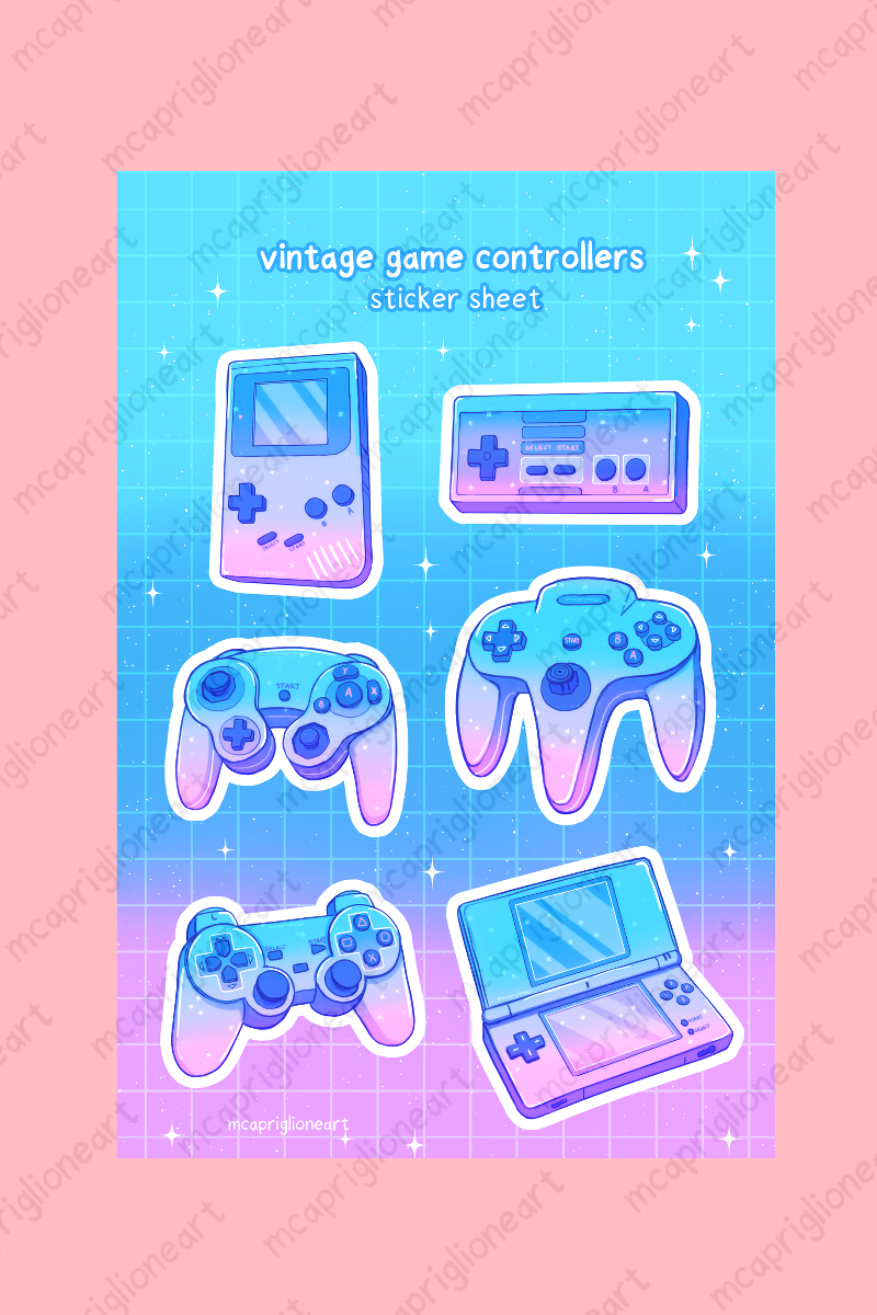 Vintage Game Controllers Sticker Sheet