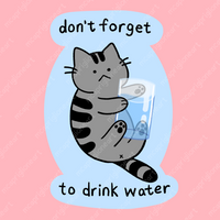 Drink Water Cat Sticker