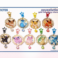 Eeveelution Gold Foil Epoxy Charms