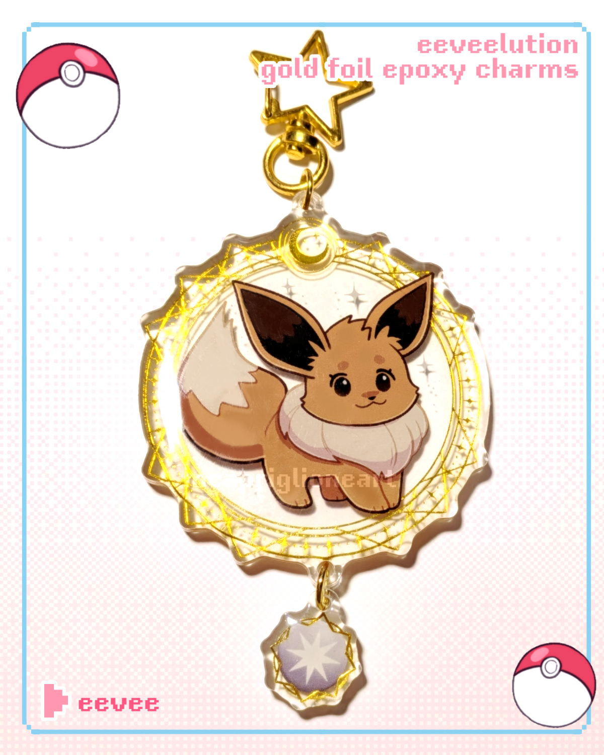 Eeveelution Gold Foil Epoxy Charms
