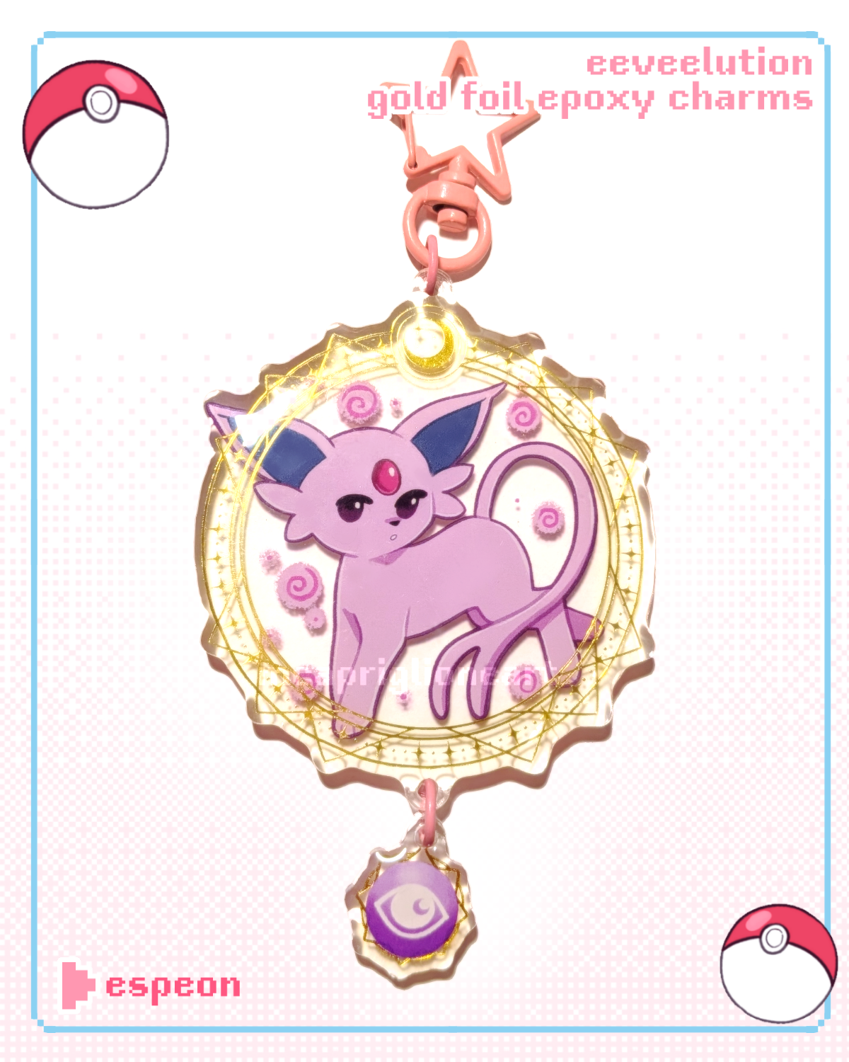 Eeveelution Gold Foil Epoxy Charms