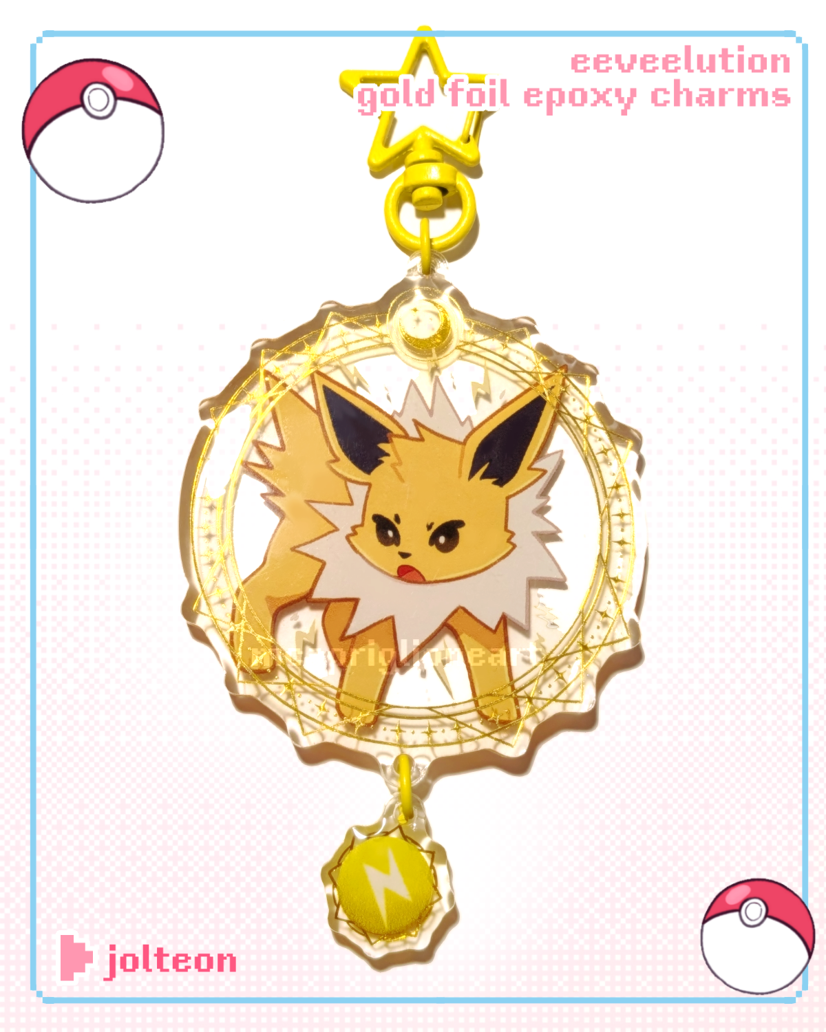 Eeveelution Gold Foil Epoxy Charms