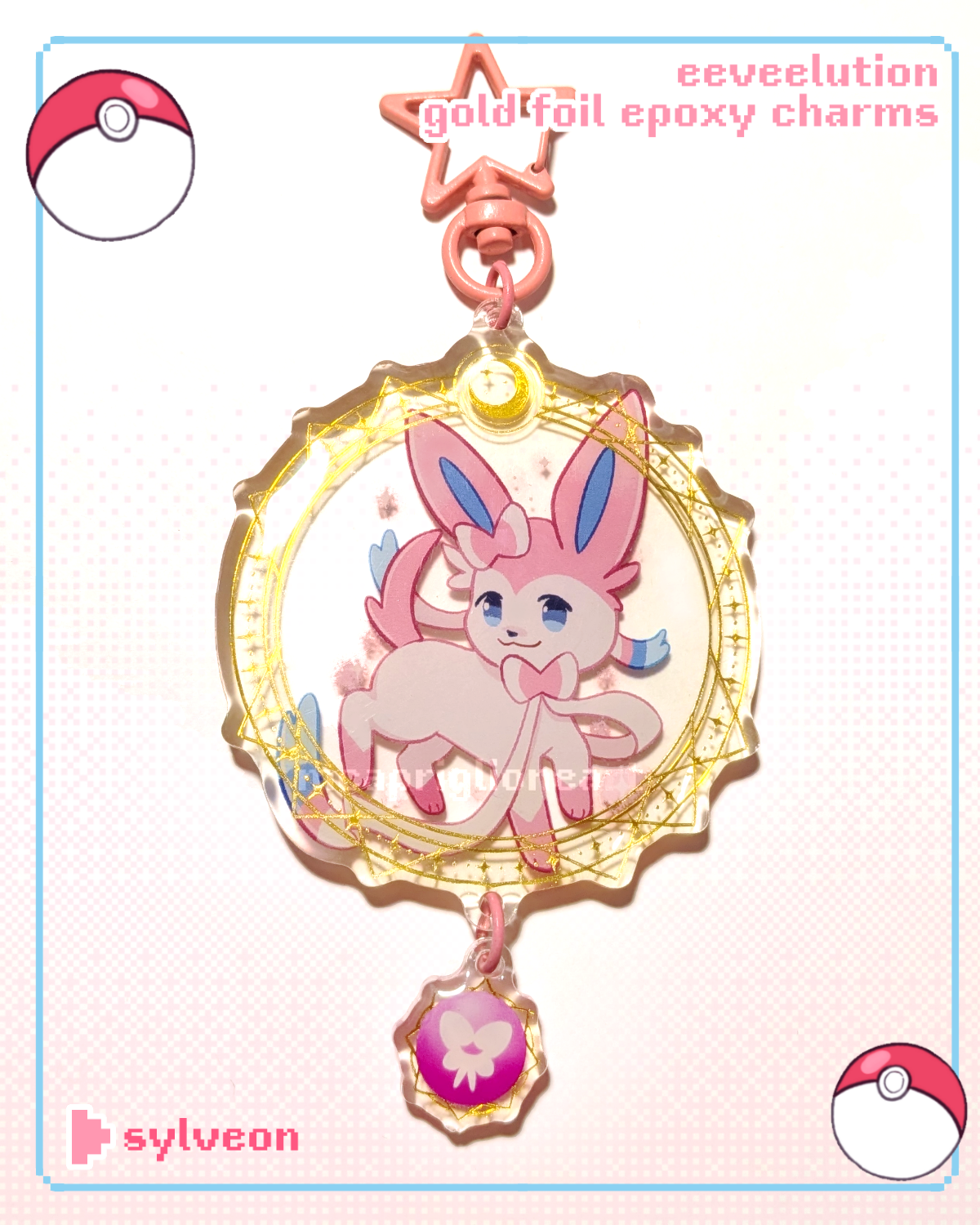 Eeveelution Gold Foil Epoxy Charms