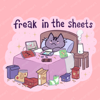 Freak in the Sheets Cat Sticker