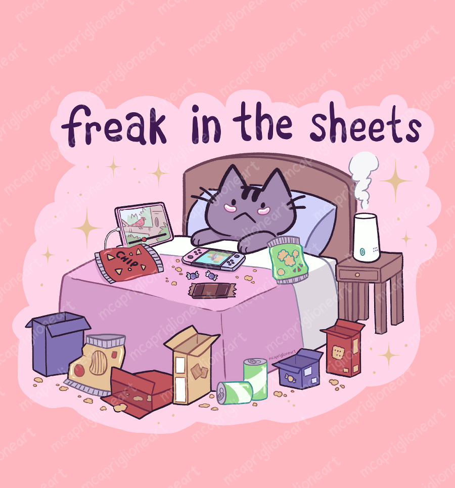 Freak in the Sheets Cat Sticker