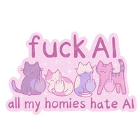 Fuck AI Cat Sticker
