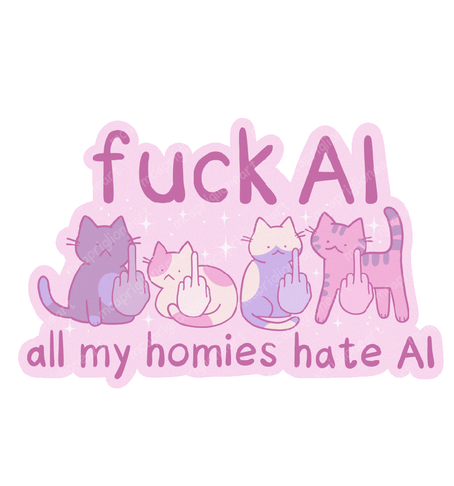 Fuck AI Cat Sticker