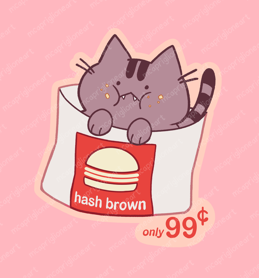 Hashbrown Cat Sticker