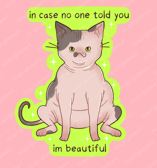 I'm Beautiful Sphynx Cat Sticker