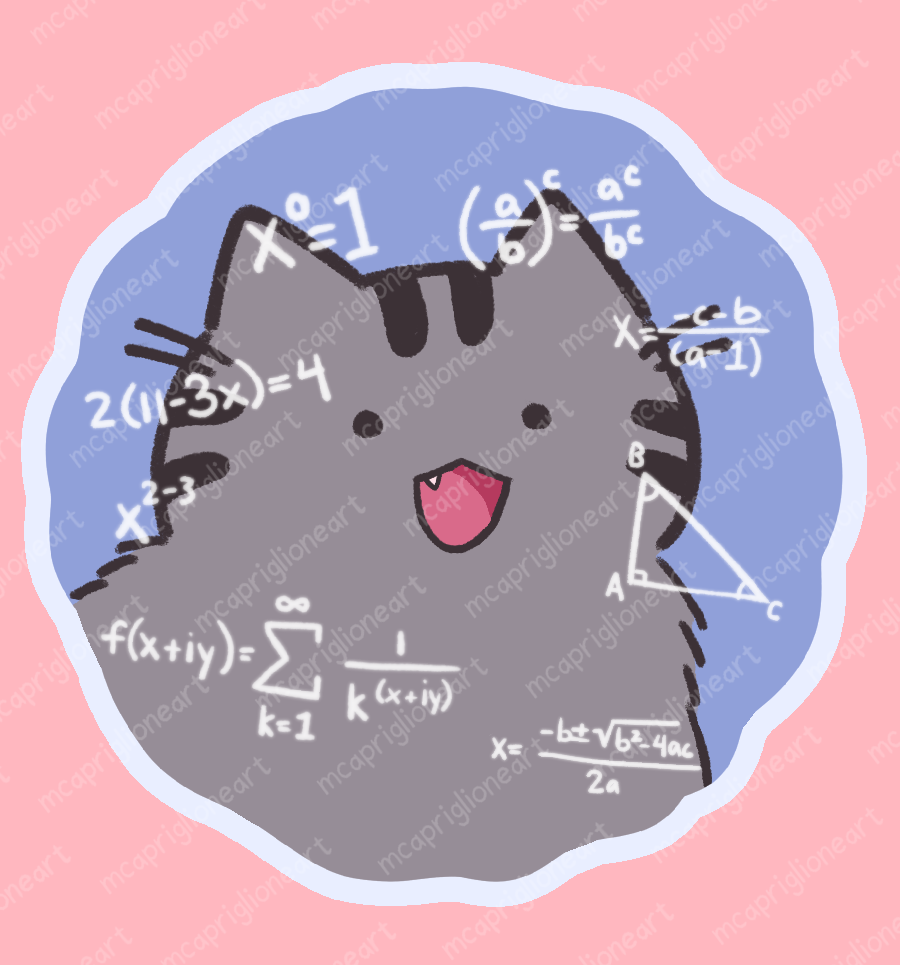 Confused Math Cat Sticker