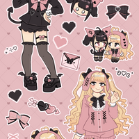 Kuromi and My Melody Jirai Kei Large Sticker Sheet