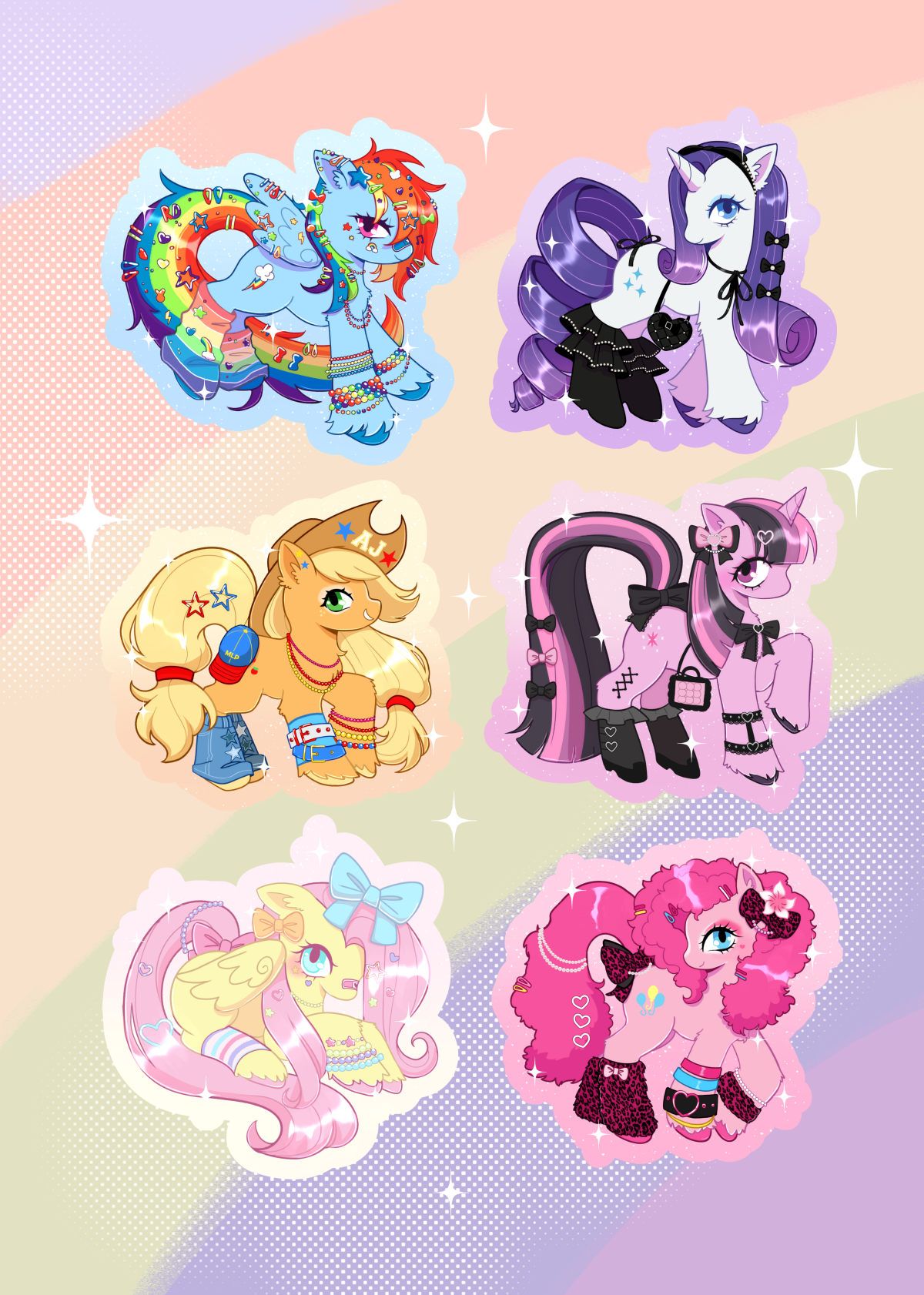 My Little Pony Fashion Individual Stickers (3D Glitter Texture)