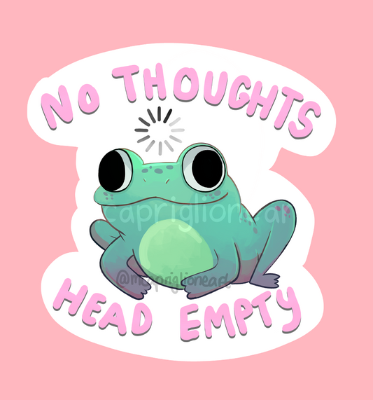 no thoughts head empty frog sticker
