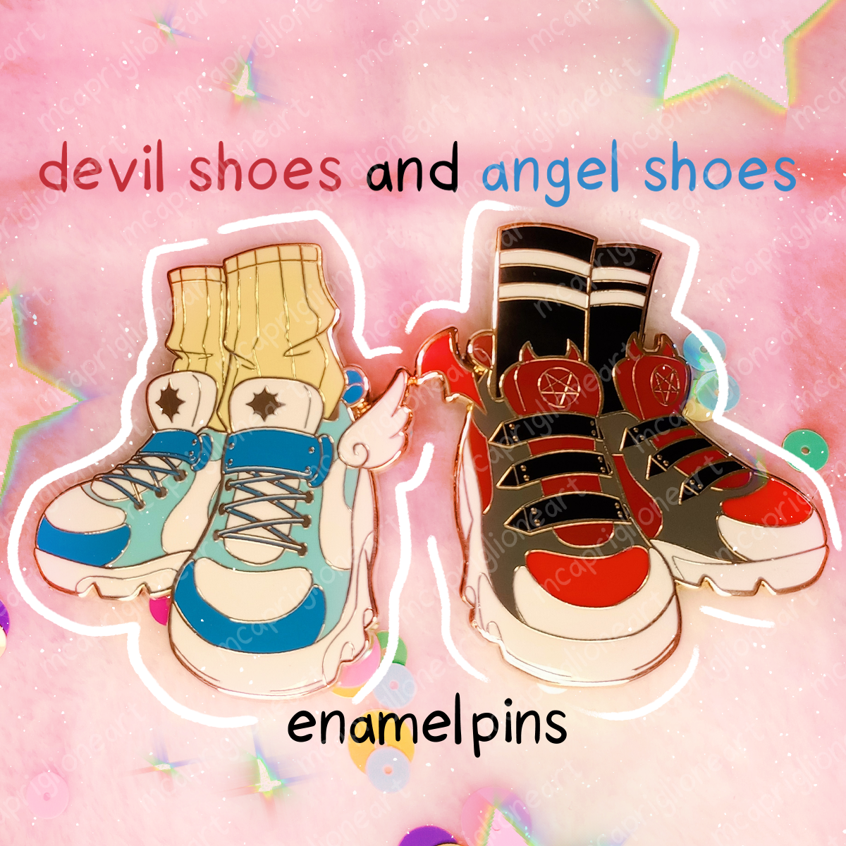 Devil and Angel Shoes Enamel Pins