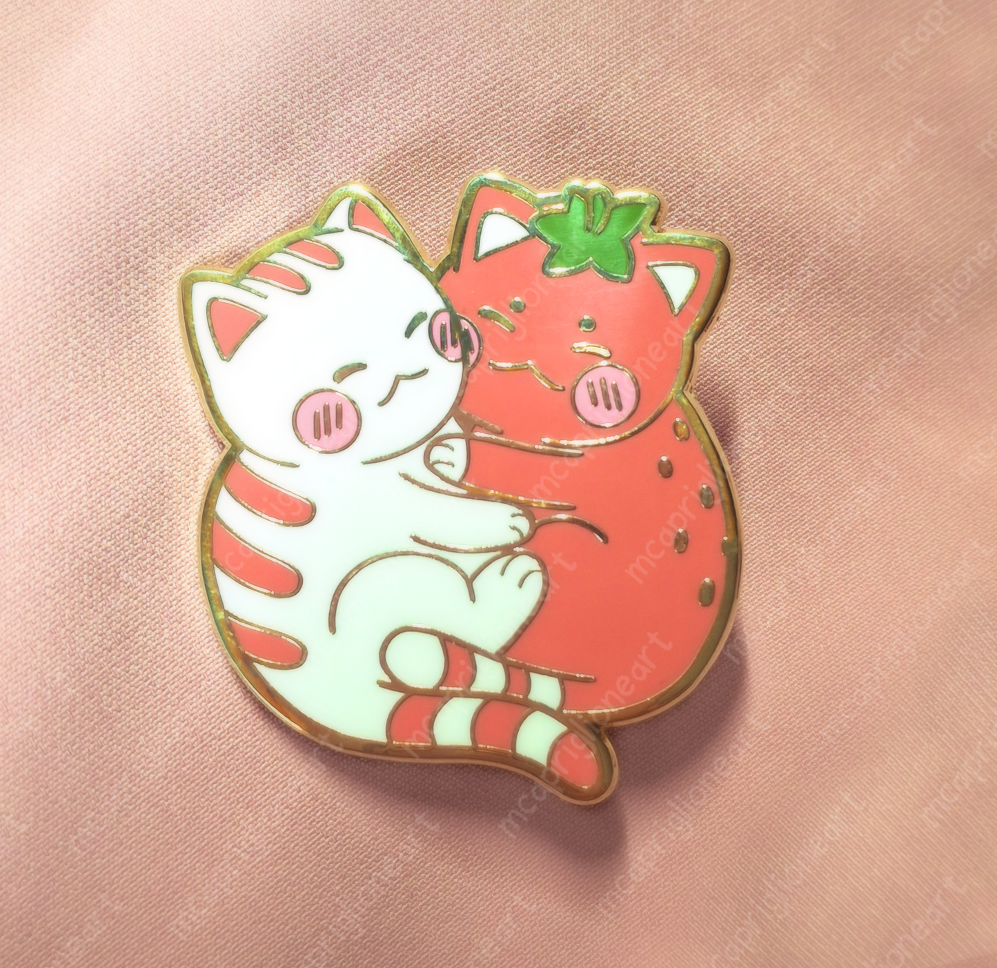 Strawberry Cats Enamel Pin