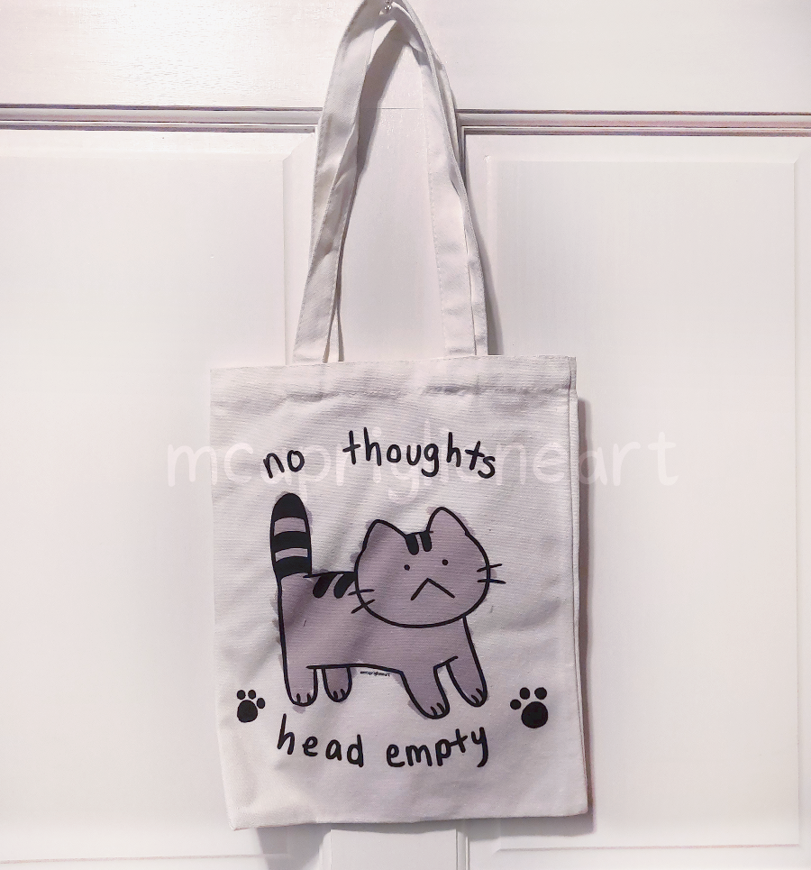 No Thoughts Cat Tote Bag