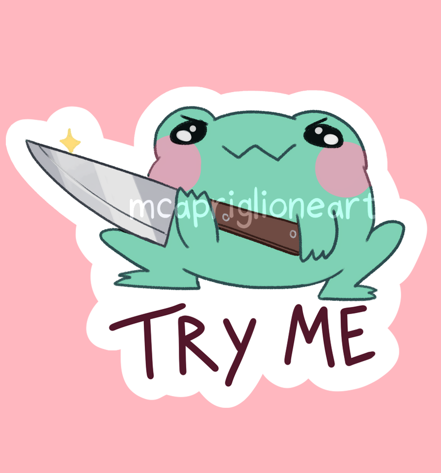 Try Me Frog Sticker