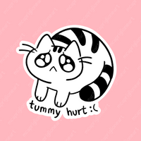 Tummy Hurt Cat Sticker