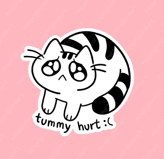 Tummy Hurt Cat Sticker