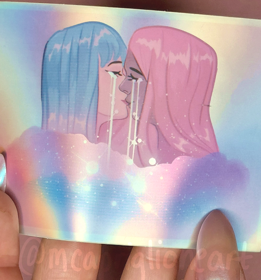 Holographic Gay Kiss Sticker
