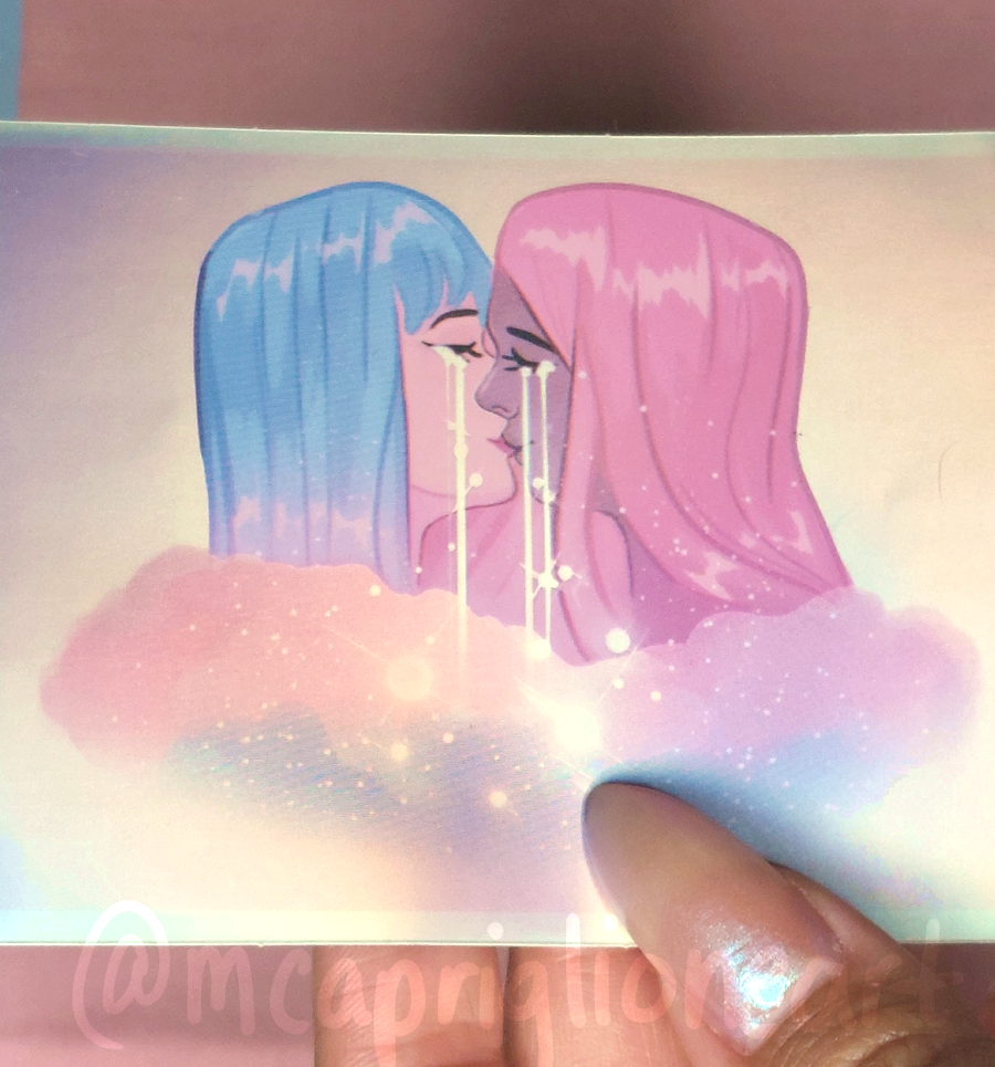 Holographic Gay Kiss Sticker