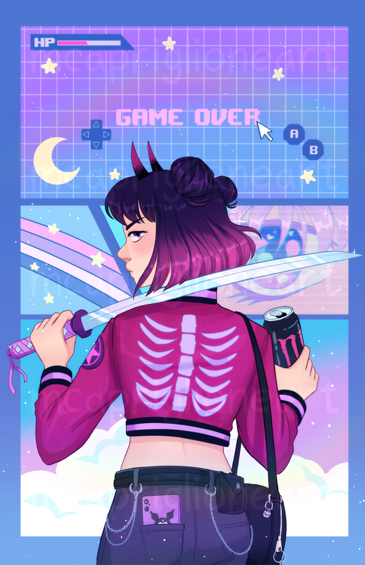 Vaporwave Samurai Art Print