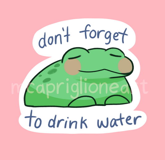 Drink Water Frog Sticker